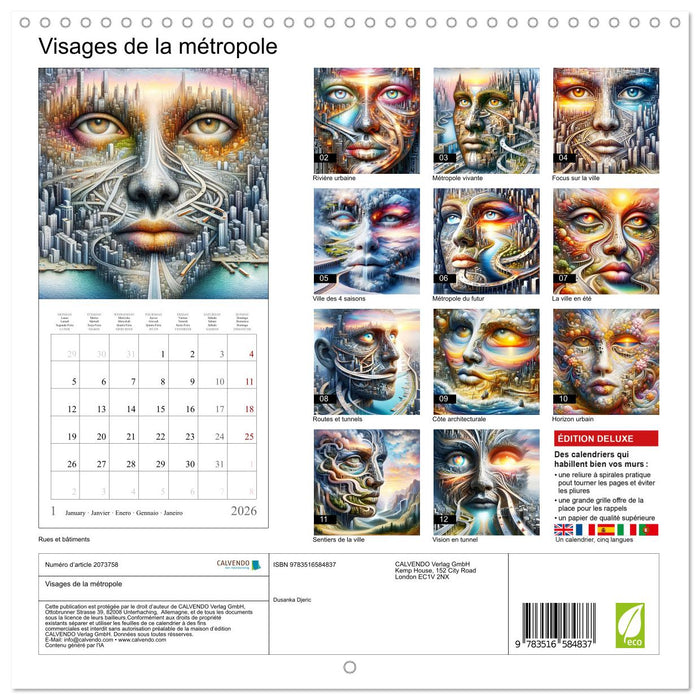 Visages de la métropole (CALVENDO Calendrier mensuel 2026)