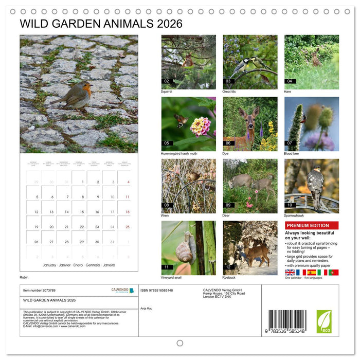 WILD GARDEN ANIMALS 2026 (CALVENDO Monthly Calendar 2026)