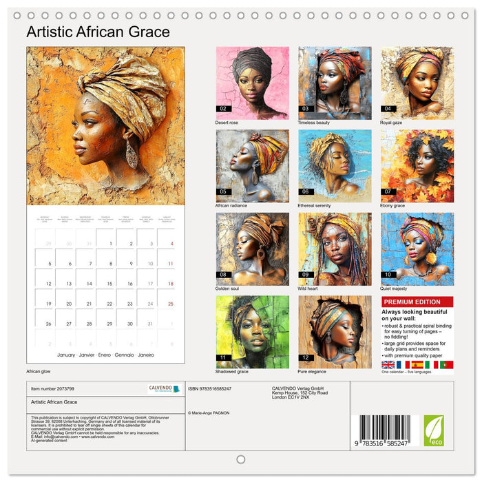 Artistic African Grace (CALVENDO Monthly Calendar 2026)