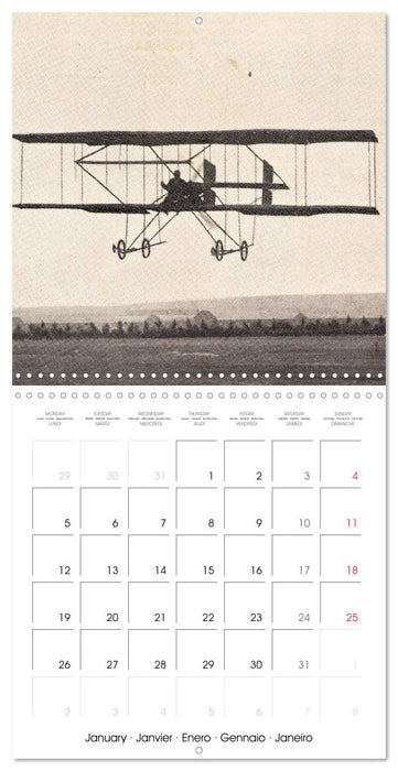 Avions biplans sur cartes postales anciennes (CALVENDO Calendrier mensuel 2026)