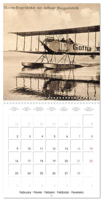 Avions biplans sur cartes postales anciennes (CALVENDO Calendrier mensuel 2026)