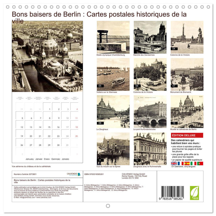 Bons baisers de Berlin : Cartes postales historiques de la ville (CALVENDO Calendrier mensuel 2026)