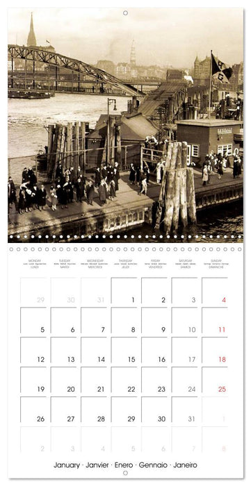 Bons baisers de Hambourg : Vues historiques de la ville (CALVENDO Calendrier mensuel 2026)