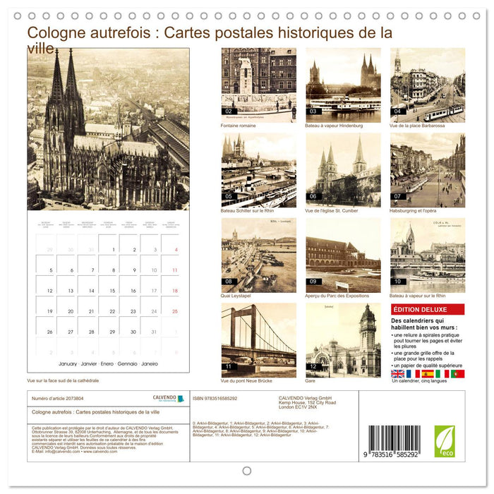 Cologne autrefois : Cartes postales historiques de la ville (CALVENDO Calendrier mensuel 2026)