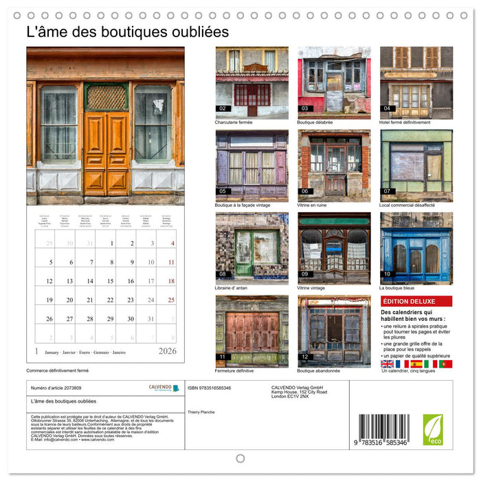 L'âme des boutiques oubliées (CALVENDO Calendrier mensuel 2026)