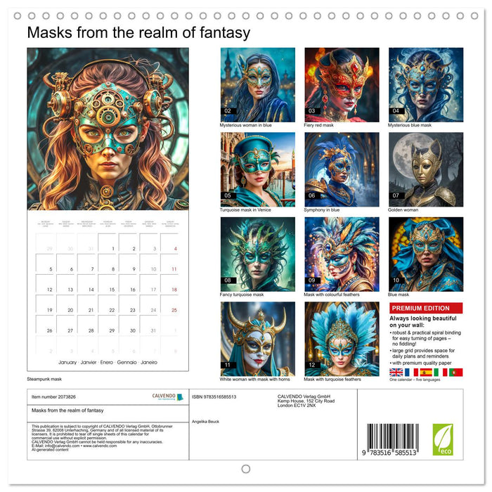 Masks from the realm of fantasy (CALVENDO Monthly Calendar 2026)