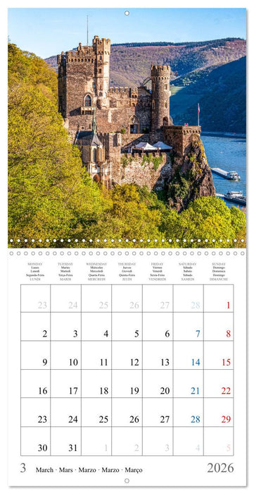 German castles and palaces on the Upper Middle Rhine Part One (CALVENDO Monthly Calendar 2026)