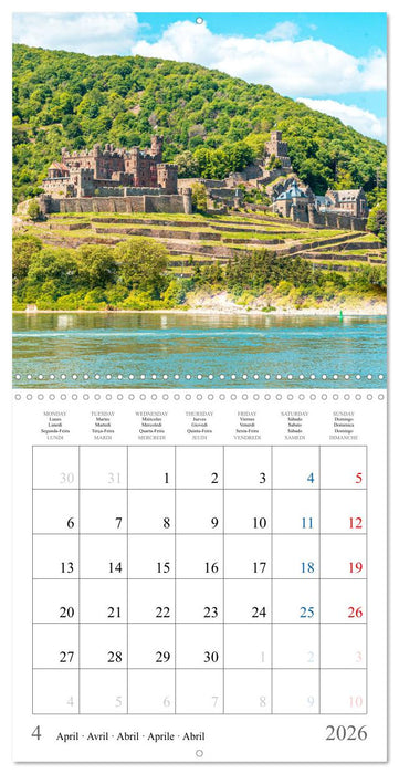German castles and palaces on the Upper Middle Rhine Part One (CALVENDO Monthly Calendar 2026)