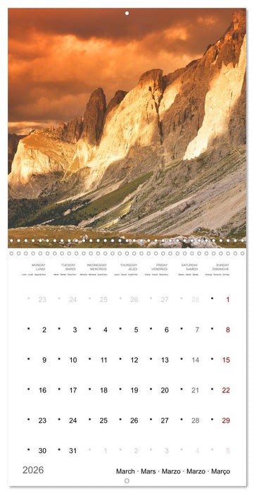 Dolomites Moments in the light (CALVENDO Monthly Calendar 2026)