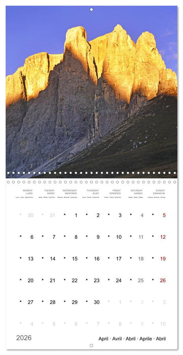 Dolomites Moments in the light (CALVENDO Monthly Calendar 2026)