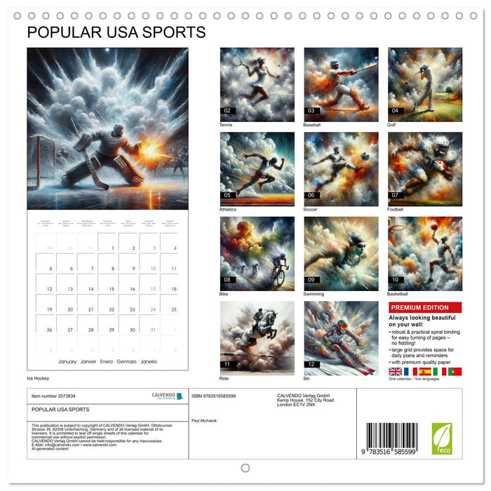 POPULAR USA SPORTS (CALVENDO Monthly Calendar 2026)