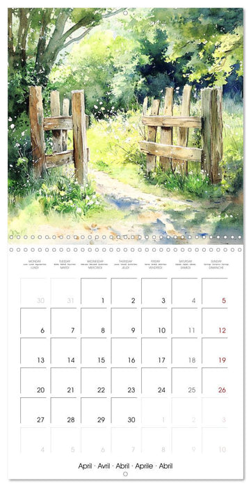 Sérénité à l'aquarelle (CALVENDO Calendrier mensuel 2026)