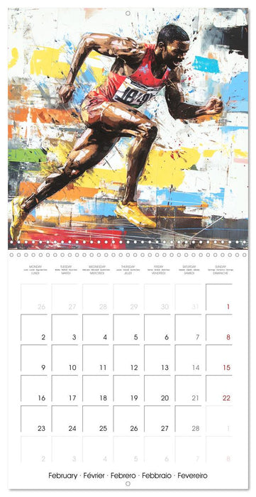 Disciplines olympiques en peinture (CALVENDO Calendrier mensuel 2026)