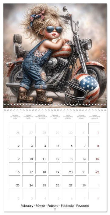 Born to Ride - Cool toddler girls and Motorbikes (CALVENDO Monthly Calendar 2026)