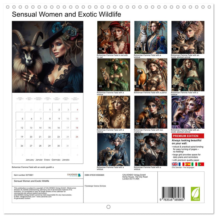 Sensual Women and Exotic Wildlife (CALVENDO Monthly Calendar 2026)