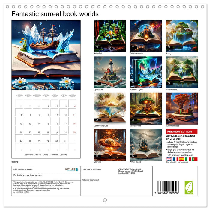 Fantastic surreal book worlds (CALVENDO Monthly Calendar 2026)