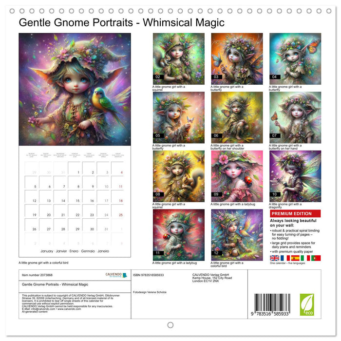 Gentle Gnome Portraits - Whimsical Magic (CALVENDO Monthly Calendar 2026)
