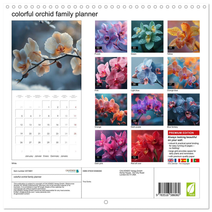 colorful orchid family planner (CALVENDO Monthly Calendar 2026)