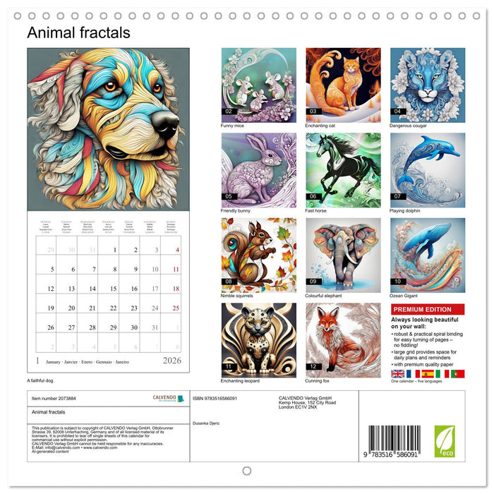 Animal fractals (CALVENDO Monthly Calendar 2026)