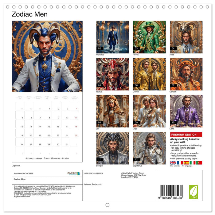 Zodiac Men (CALVENDO Monthly Calendar 2026)