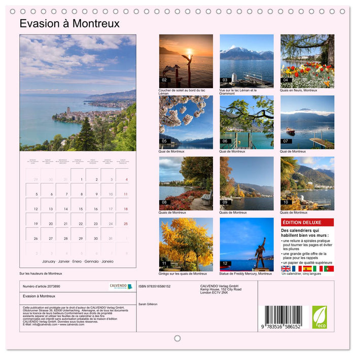 Evasion à Montreux (CALVENDO Calendrier mensuel 2026)