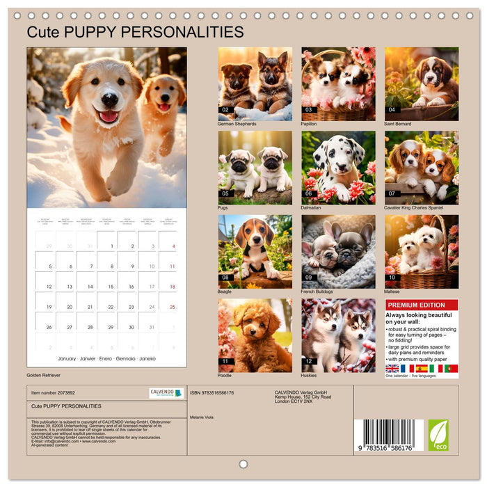 Cute PUPPY PERSONALITIES (CALVENDO Monthly Calendar 2026)