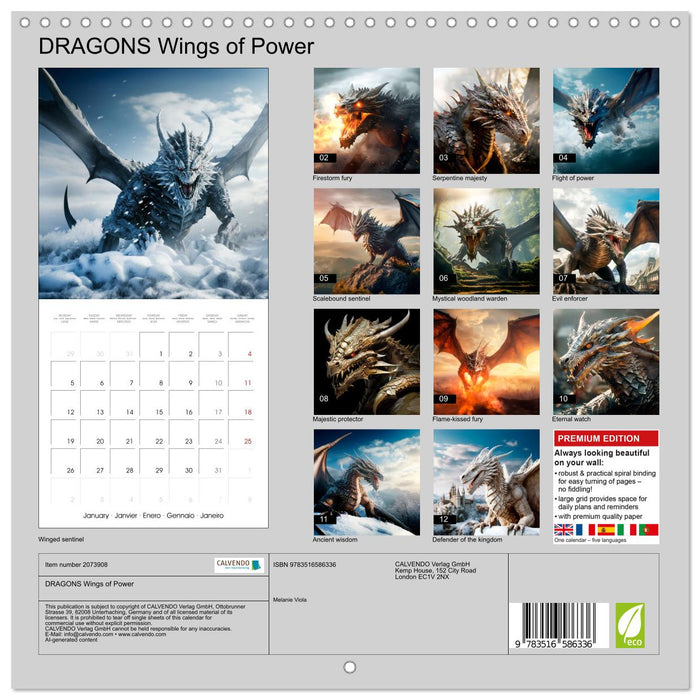 DRAGONS Wings of Power (CALVENDO Monthly Calendar 2026)