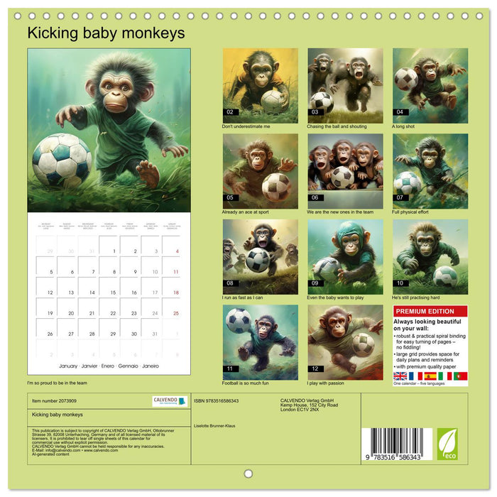 Kicking baby monkeys (CALVENDO Monthly Calendar 2026)