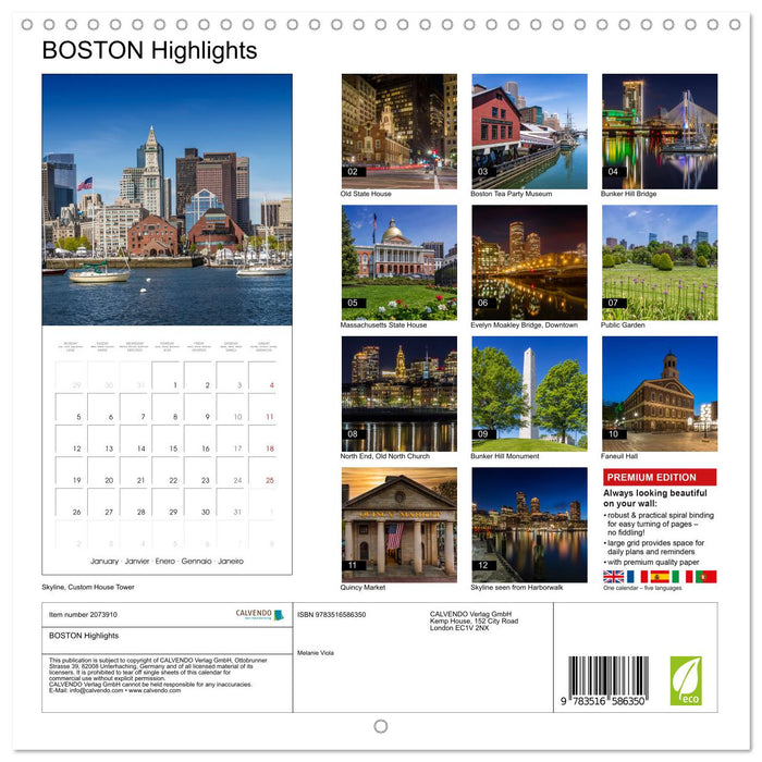 BOSTON Highlights (CALVENDO Monthly Calendar 2026)
