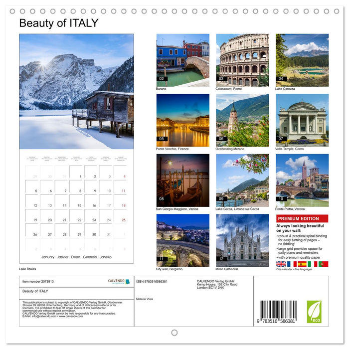 Beauty of ITALY (CALVENDO Monthly Calendar 2026)