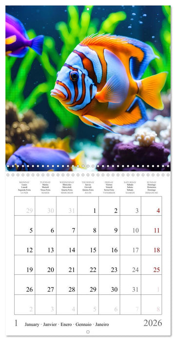 Colourful AI aquariums (CALVENDO Monthly Calendar 2026)