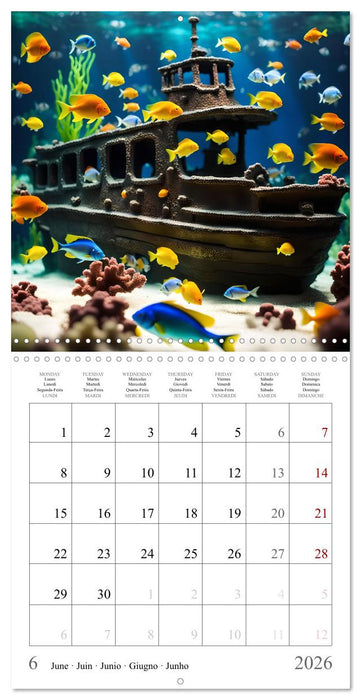 Colourful AI aquariums (CALVENDO Monthly Calendar 2026)