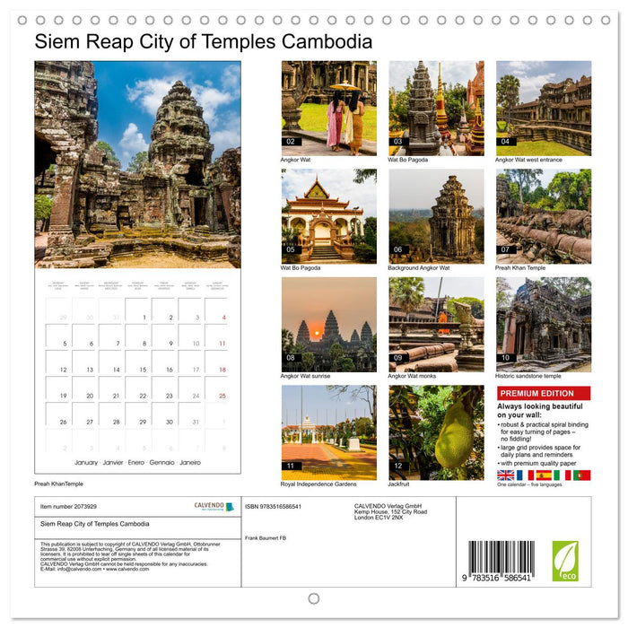 Siem Reap City of Temples Cambodia (CALVENDO Monthly Calendar 2026)