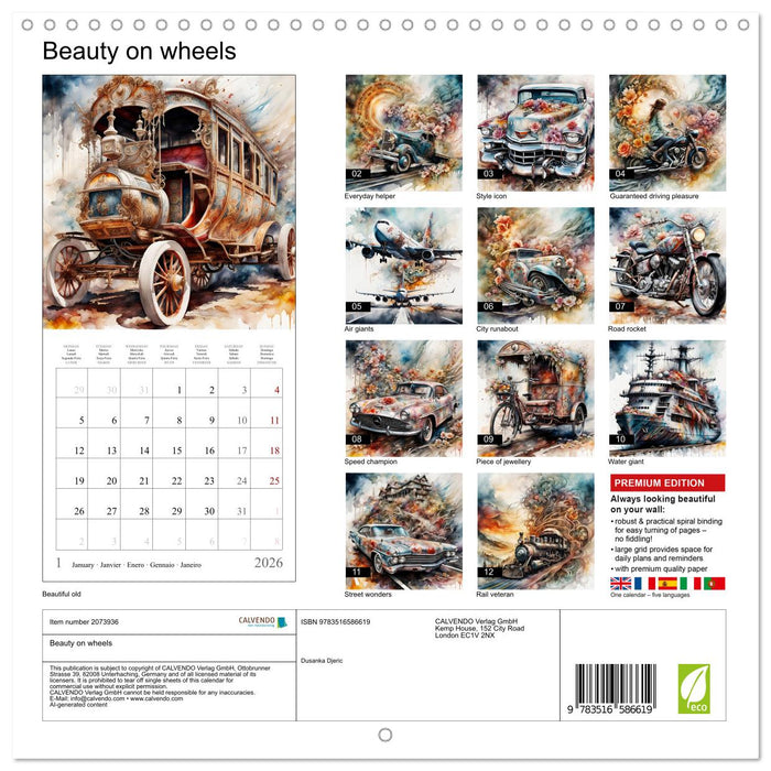 Beauty on wheels (CALVENDO Monthly Calendar 2026)