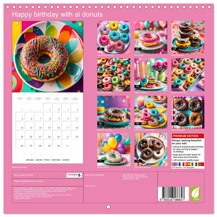 Happy birthday with ai donuts (CALVENDO Monthly Calendar 2026)
