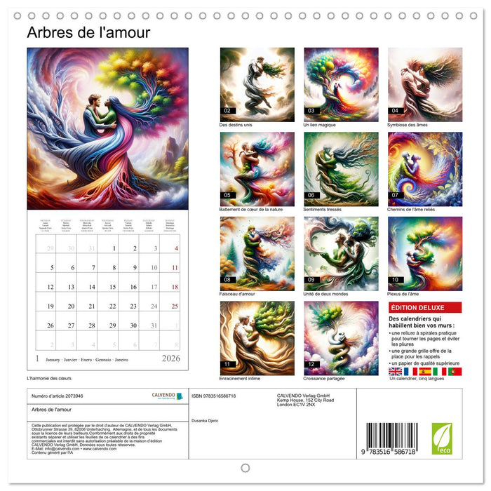 Arbres de l'amour (CALVENDO Calendrier mensuel 2026)
