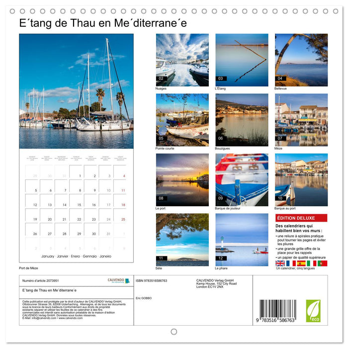 E´tang de Thau en Me´diterrane´e (CALVENDO Calendrier mensuel 2026)