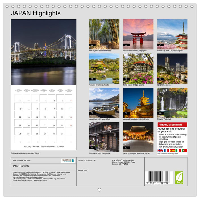 JAPAN Highlights (CALVENDO Monthly Calendar 2026)