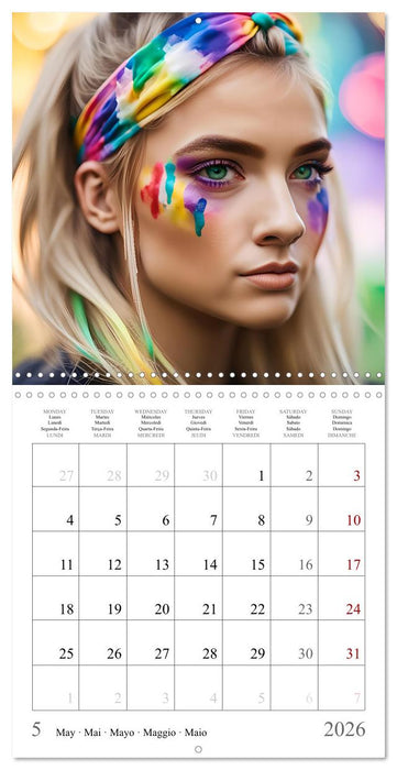 Facial colours - Artistic AI portraits (CALVENDO Monthly Calendar 2026)