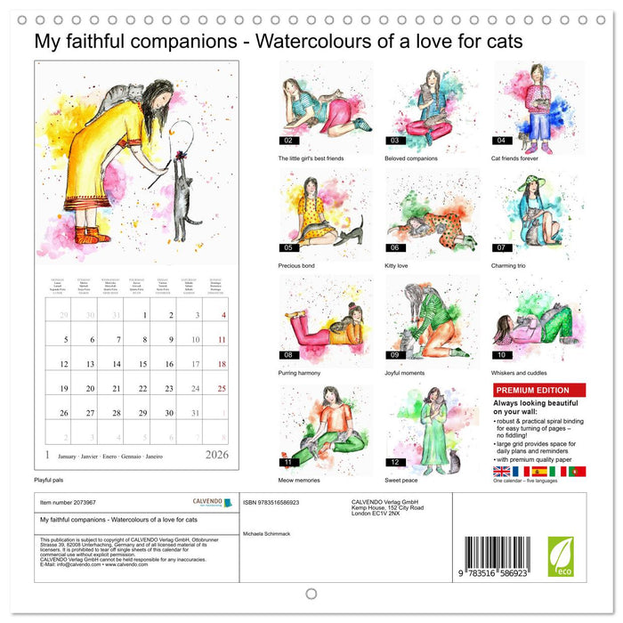 My faithful companions - Watercolours of a love for cats (CALVENDO Monthly Calendar 2026)