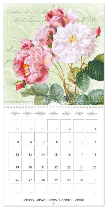 The Magical Roses Collages with roses from Pierre Joseph Redouté (CALVENDO Monthly Calendar 2026)