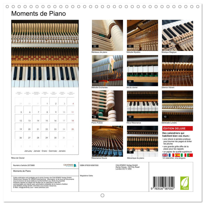 Moments de Piano (CALVENDO Calendrier mensuel 2026)