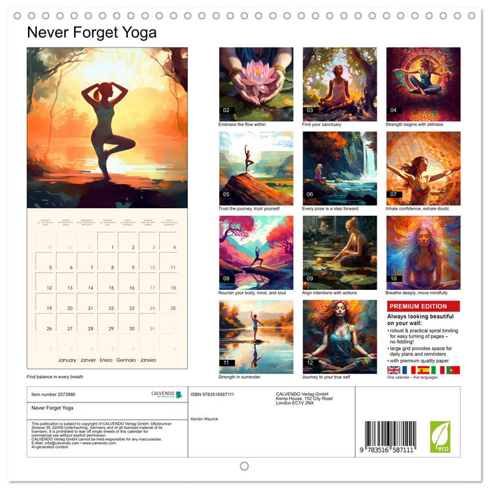 Never Forget Yoga (CALVENDO Monthly Calendar 2026)