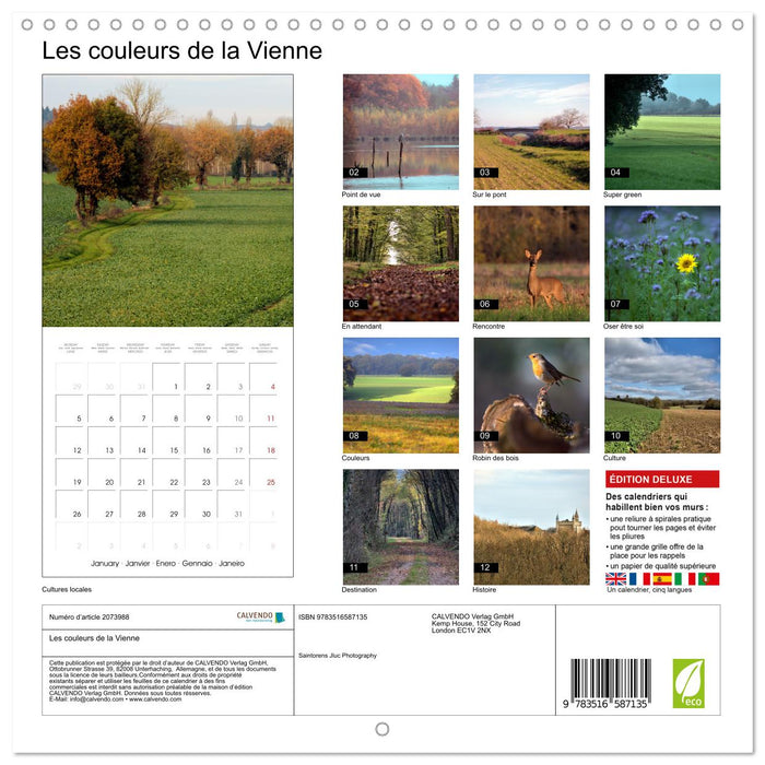 Les couleurs de la Vienne (CALVENDO Calendrier mensuel 2026)