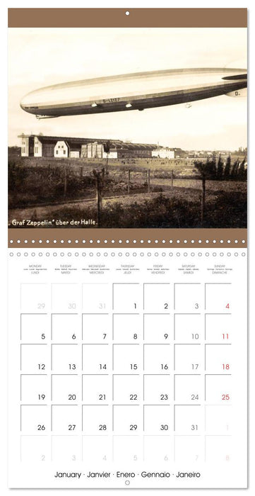 Les dirigeables : Cartes postales anciennes de Zeppelins (CALVENDO Calendrier mensuel 2026)