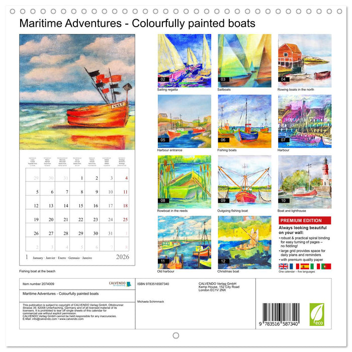 Maritime Adventures - Colourfully painted boats (CALVENDO Monthly Calendar 2026)