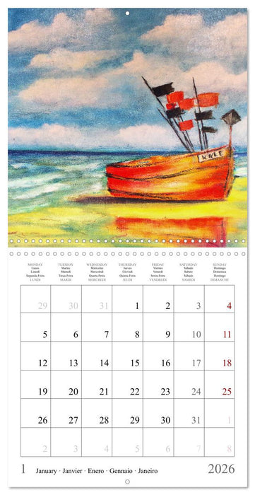 Maritime Adventures - Colourfully painted boats (CALVENDO Monthly Calendar 2026)