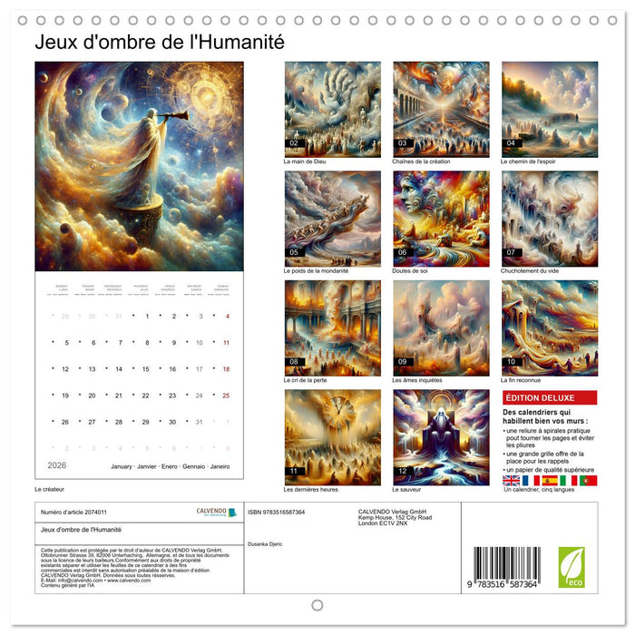 Jeux d'ombre de l'Humanité (CALVENDO Calendrier mensuel 2026)