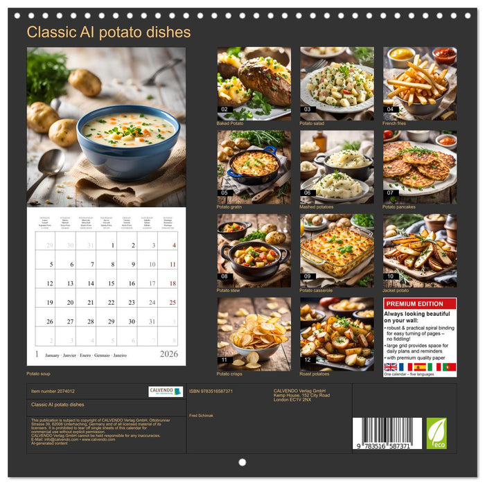 Classic AI potato dishes (CALVENDO Monthly Calendar 2026)