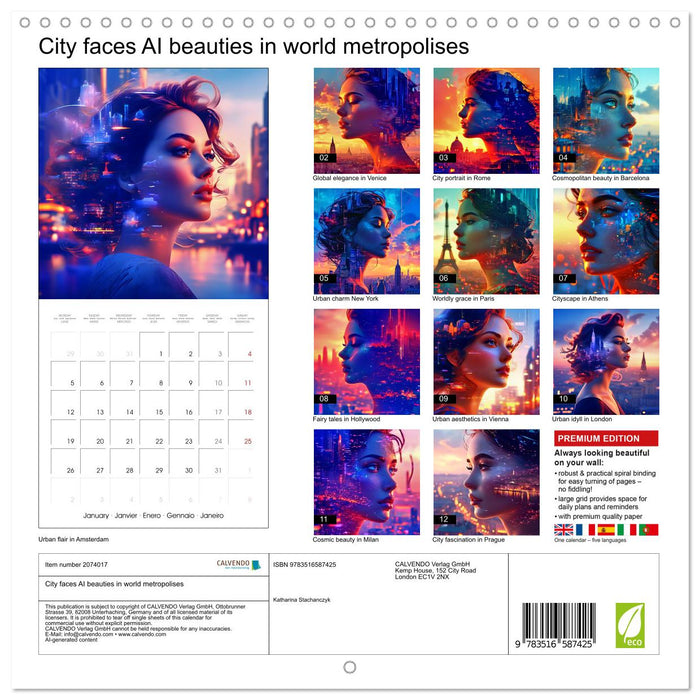 City faces AI beauties in world metropolises (CALVENDO Monthly Calendar 2026)